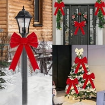 Christmas Bows Red Christmas Bows Outdoor Decoration 11.02x9.84in Velvet Ribbon Bows With Glitter Golden-edge Flocking Bow for Christmas Tree Decorations,Gift Wrapping,Wreaths,Garlands