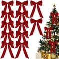 thumbnail image 1 of Christmas Bows Red Velvet Ribbon Velvet Bows for Christmas Tree 12 Pcs Festive Ribbon Decor for Garland Wreath Door Holiday Home Display, 1 of 6