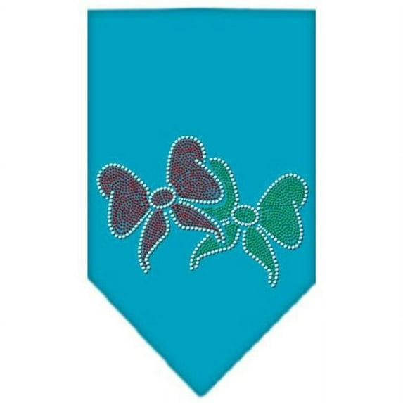 Christmas Bows Rhinestone Bandana Turquoise Large