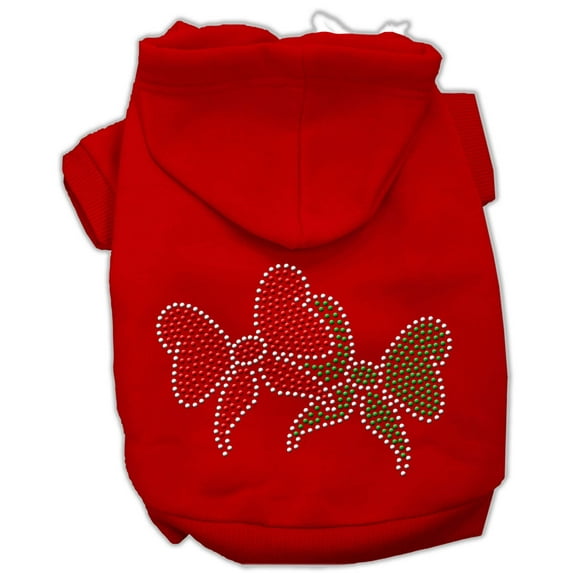 Christmas Pet Dog Cat Hoodie Rhinestone, "Christmas Bows"