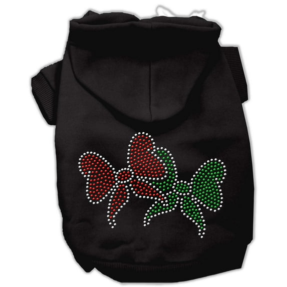 Christmas Pet Dog Cat Hoodie Rhinestone, "Christmas Bows"