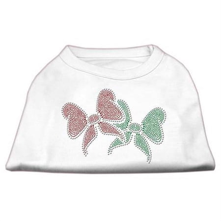 Christmas Bows Rhinestone Shirt White XL - 16