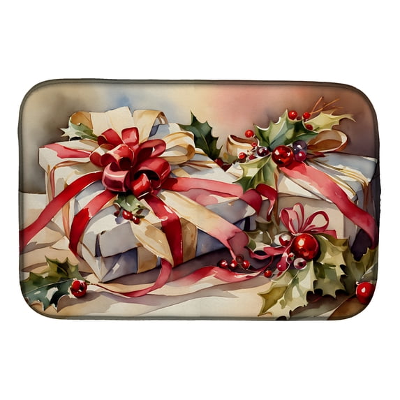 Christmas Bows & Ribbons Dish Drying Mat 14 in x 21 in