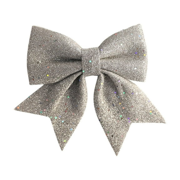 Christmas Bows Shiny Outdoor Decorations Large Glitter Christmas Tree Topper Bow with Glitter 2 Pcs for Xmas Home Front Door Decor Indoor Outdoor Decoration Supplies 6”x 4.7”