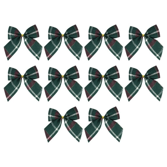 10PCS Christmas Bows for Tree Garland Decorations Festive Fabric Bows for Parties Assorted Styles for Holiday Celebrations and Event Decorations