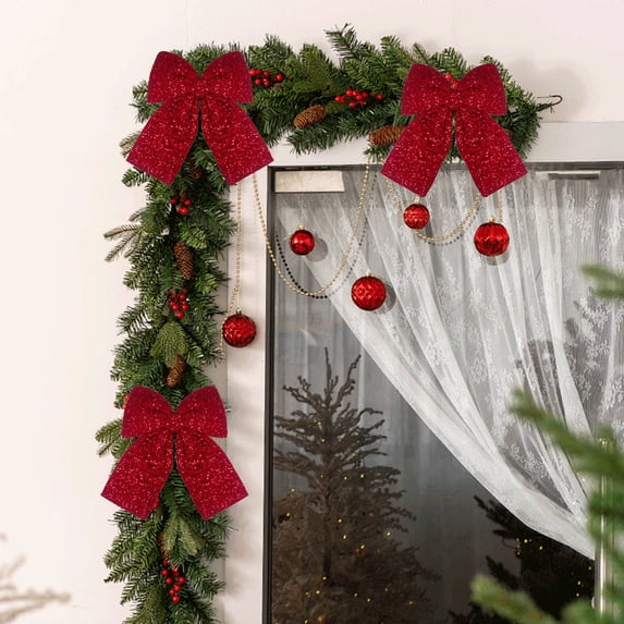 Christmas Bows for Tree, Christmas Sponge Bowknot Hanging Ornament Christmas Tree Wedding Hotel Decoration Bowknot Hanging Decoration