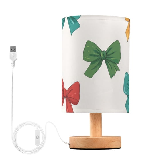 Christmas Bows in Red Green Yellow Table Lamp with USB Port LED Warm Light Lamp Night Light Home Decor