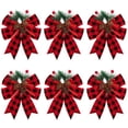 thumbnail image 1 of Christmas Bows with Pine Cones Xmas Velvet Bows Red Ribbon Christmas Tree Wreath Decoration for Indoor Outdoor Gift Crafts DIY Decor 6 Pcs, 1 of 7