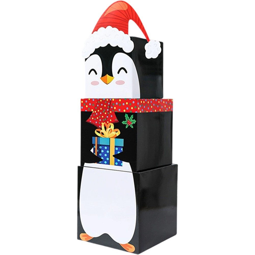 Christmas Nesting Gift Box 3pcs Large Xmas Stackable Box Christmas ...