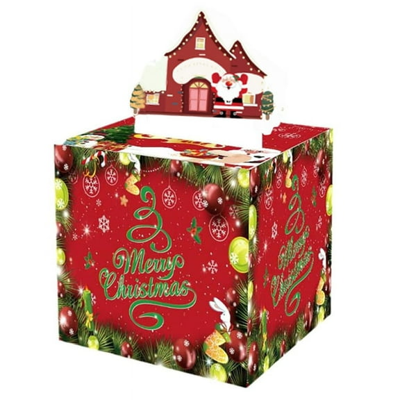 Christmas Box Fun Cash Gift Christmas Money Box with 30 Transparent Bags, Perfect Surprise for Kids & Adults
