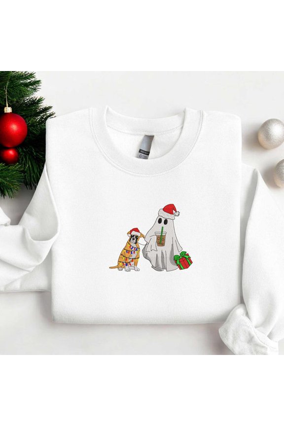 Christmas Boxer Dog Santa Embroidered Sweatshirt