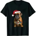 thumbnail image 1 of Christmas Boxer Santa Reindeer Light Funny Dog Lover Gifts T-Shirt、, 1 of 5