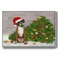 thumbnail image 1 of Christmas Boxer and Broken Christmas Tree - Framed Gallery Wrapped Holiday Canvas - 17 x 25 - White Frame, 1 of 8