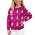 thumbnail image 1 of Christmas Boys Girls Sweater Kids Crewneck Long Sleeve Pullover Knit Tops,Relaxed Warm For Festival School Wear,Pink,13-14 Years, 1 of 6