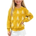 thumbnail image 1 of Christmas Boys Girls Sweater Kids Crewneck Long Sleeve Pullover Knit Tops,Relaxed Warm For Festival School Wear,Yellow,7-8 Years, 1 of 6