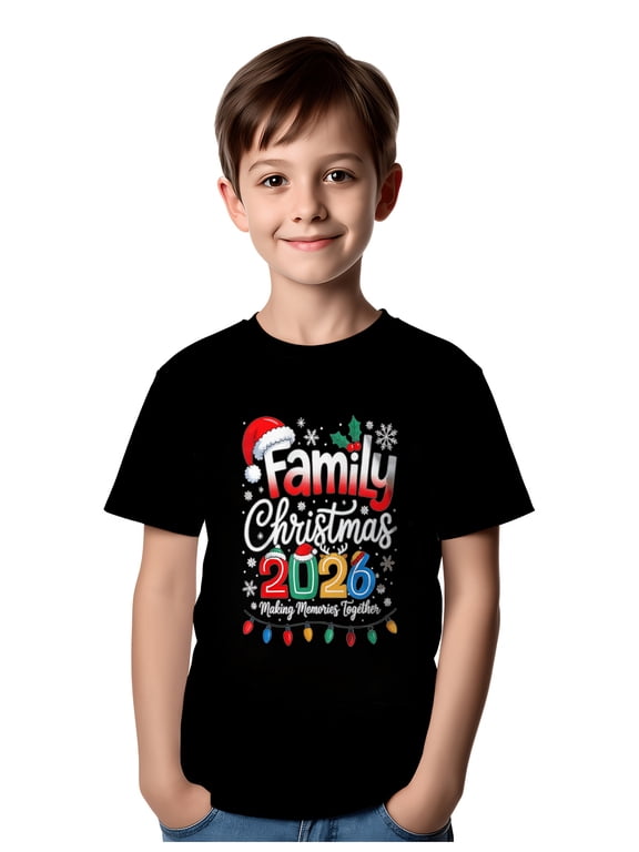 Christmas Boys T-Shirt Family Christmas 2026 Making Memories Together 100% Cotton Short Sleeve Tees Gift For Kids