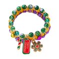 thumbnail image 1 of Christmas Bracelet Set, Holiday Beaded Bracelets, Three Piece Christmas Tree Snowman Santa Claus Stackable Bracelets, Multicolor Alloy Adjustable 7 Inch Wrist Jewelry Gift, 1 of 7