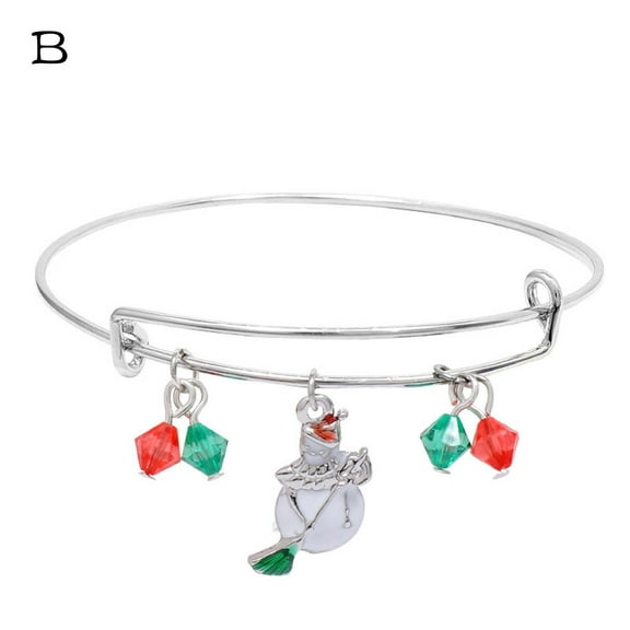 Christmas Bracelet For Women Girls Thanksgiving Holiday Santa Expandable Crystal Bracelet Jewelry Mother's Day Birthday Anniversary Gifts for Mom Of The Day