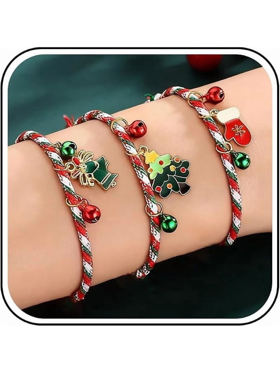 Christmas Bracelet for Women Men Red Green Holiday Party Stocking Stuffers