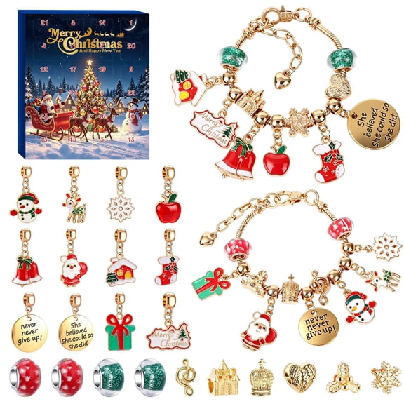 Christmas Bracelets Advent Calendar 2026, 24-Day Countdown with DIY Bracelet Jewelry Making Kit for Girls, Kids, Adults, Women, Teens, Winter Holiday, Birthday(RL)