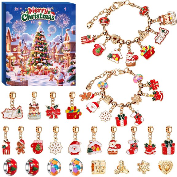 Christmas Bracelets Advent Calendar 2026, 24-Day Countdown with DIY Bracelet Jewelry Making Kit for Girls, Kids, Adults, Women, Teens, Winter Holiday, Birthday(RL)
