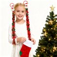 thumbnail image 1 of Christmas Braided Wig with Bow-Ties and High Ponytail Hair Ties - Polyester, Elastic, Reusable, Easy Wear, Non-Slip Hair Accessory for Holiday Parties & Photo Props, 1 of 6