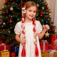 thumbnail image 1 of Christmas Braided Wig with Bow-Ties and High Ponytail Hair Ties - Polyester, Elastic, Reusable, Easy Wear, Non-Slip Hair Accessory for Holiday Parties & Photo Props, 1 of 6