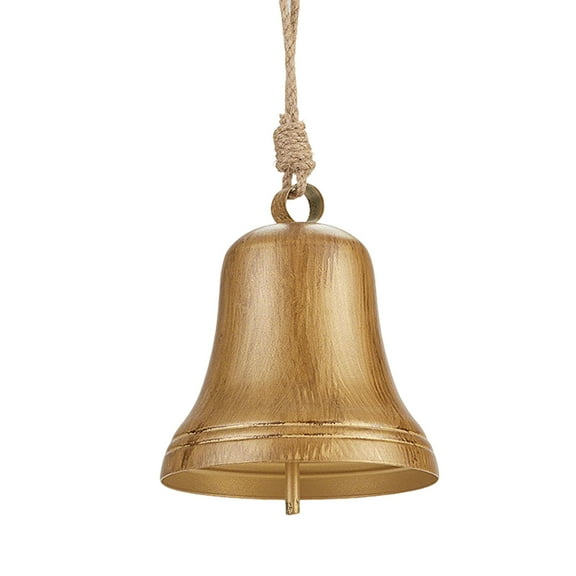 Christmas Brass Cow Bell Decor, Metal Hanging Bells with Sturdy Rope Wonderful Sound, Door Fireplace Wall Christmas Tree Decor, Winter Holiday Festive Wind Chime Ornament