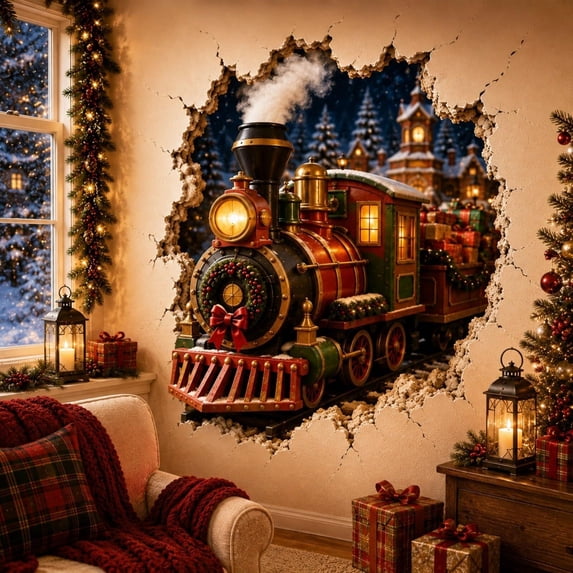 Christmas Break-in 3D Wall Decal, Holiday Wall Sticker for Home Decor ...