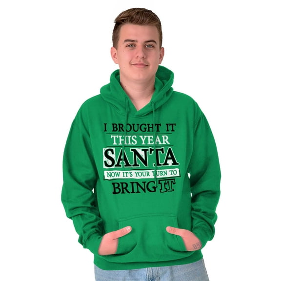Christmas Bring It This Year Santa Unisex Plus Fleece Graphic Hoodie Brisco Brands 5X