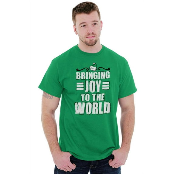 Christmas Bringing Joy to the World Men's Graphic T Shirt Tees Brisco Brands S