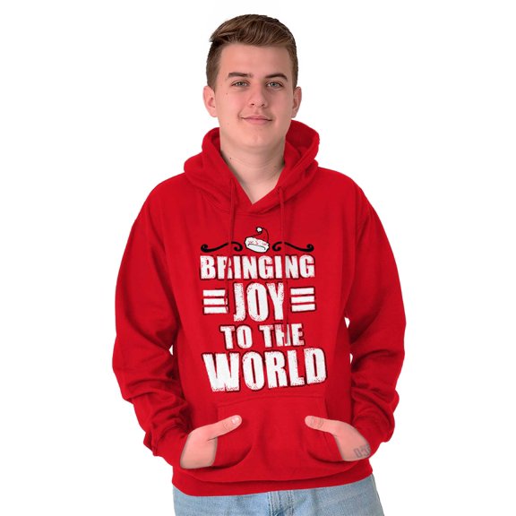 Christmas Bringing Joy to the World Unisex Plus Fleece Graphic Hoodie Brisco Brands 2X