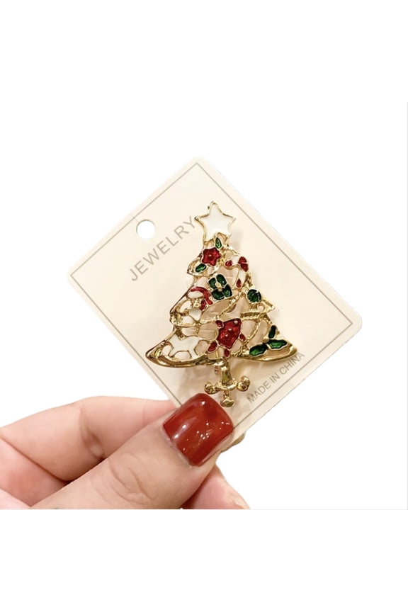 Christmas Brooch Badge - Personalized Holiday Enamel Pin with Santa, Reindeer, Snowflake Designs, Gold-Metal Clasp, Perfect for Winter Wear & Parties