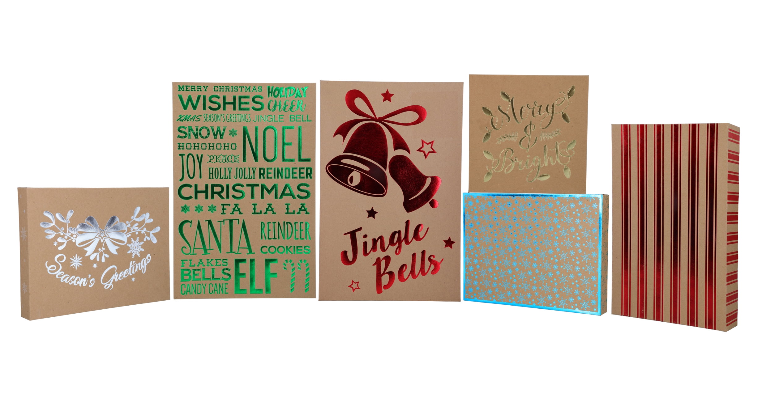 Sweetzer & Orange Multi-Coloured Christmas Cards - 6 Designs With Gold-Foil, 4 Each - Set Of 24 Assorted Holiday Greetings With Red Envelope - Glossy Exterior, Matte Interior, 300 GSM - 4.25"x5.75