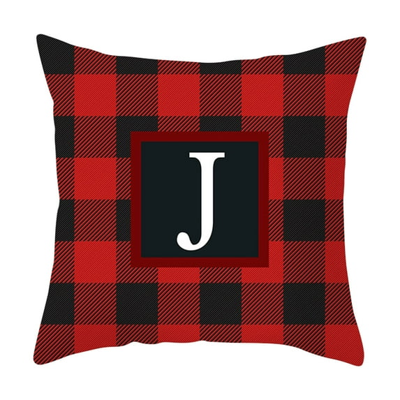 Christmas Buffalo Check Plaid Throw Pillow Covers Cushion Case for Farmhouse Home Decor , Holiday Throw Pillow Cover for Xmas Winter Sofa Couch Bedroom Red and Black, 18 x 18 Inches