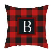 Christmas Buffalo Check Plaid Throw Pillow Covers Cushion Case for Farmhouse Home Decor , Holiday Throw Pillow Cover for Xmas Winter Sofa Couch Bedroom Red and Black, 18 x 18 Inches