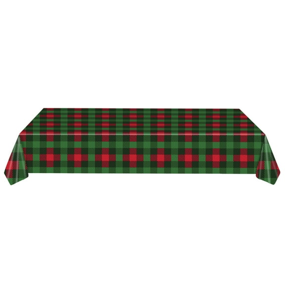 Christmas Buffalo Checkered Plaid Party Tablecloth, Disposable Plastic Red and Green Xmas Rectangle Table Cover Backdrop for Christmas Winter Holiday Party Supplies, 54 x 108 inches