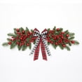 thumbnail image 1 of Christmas Buffalo Plaid Bow with Red Berry Pine Needles Xmas Checkered Bow for Christmas Indoor Outdoor Farmhouse Tree Wreath Garland Craft Door Decor, 1 of 6