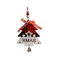 thumbnail image 1 of Christmas Buffalo Plaid Ornaments, Wooden Christmas Tree Decor, Letter Tags with Bead & Bow & Bell for Christmas Decor (B), 1 of 6