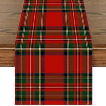 Christmas Buffalo Plaid Table Runner Red Green Scottish Tartan Plaid Table Decoration Xmas Farmhouse Desk Supplies for Kitchen Dinner Family Holiday Birthday Home Party 72 x 13 Inch