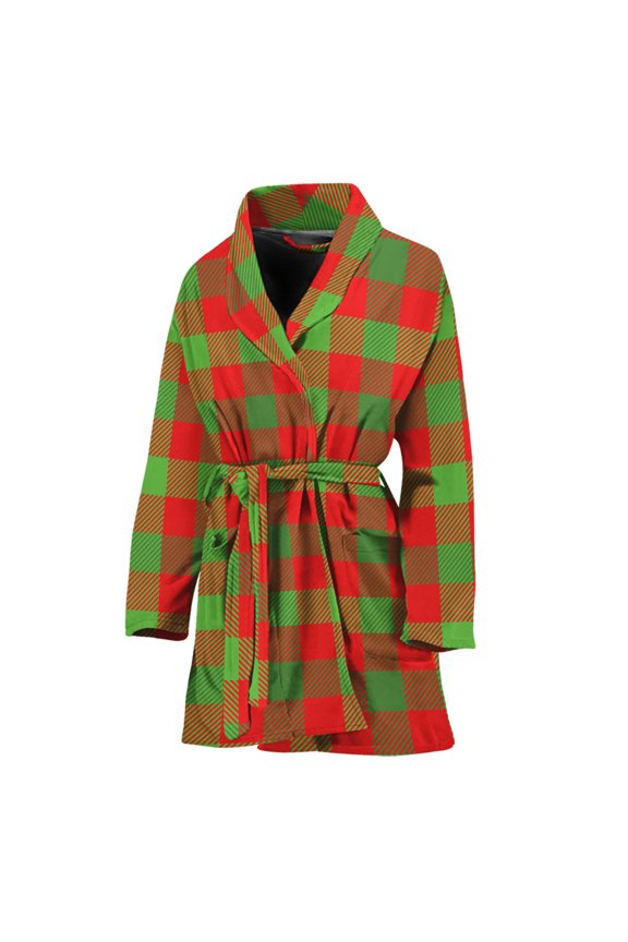 Christmas Buffalo Plaid Women Bathrobe One Size Univeral Fits, Jesus Christian Fashion Lightweight Plush Fleece Long Robe For Women