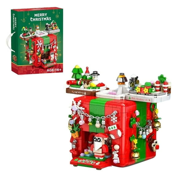 Christmas Building Blocks 1100PCS - Transforming Trick Box Gift Set with Lights and Sound, Christmas Decor for Adults, Teens, Boys