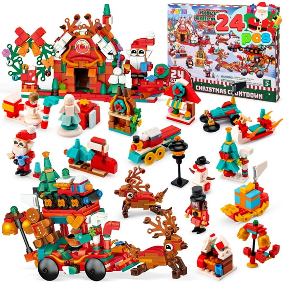 Joyfy 2025 Christmas Advent Calendar Building Blocks, 24 Days Christmas Theme Countdown Building Toy Set for Boys Girls, Xmas Party Favor Supplies