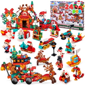 Joyfy 2026 Christmas Advent Calendar Building Blocks Set, 24 Days Christmas Theme Countdown Toy with Mini Santa Snowman Figures for Kids Party Favors, Classroom Prizes and Xmas Gifts