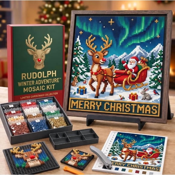 Christmas Building Blocks Collection,DIY 3D Building Block Mosaic Kit with Premium ABS Pieces,Holiday Art Craft for Adults and Families,Creative Christmas Decor Gift (S5)