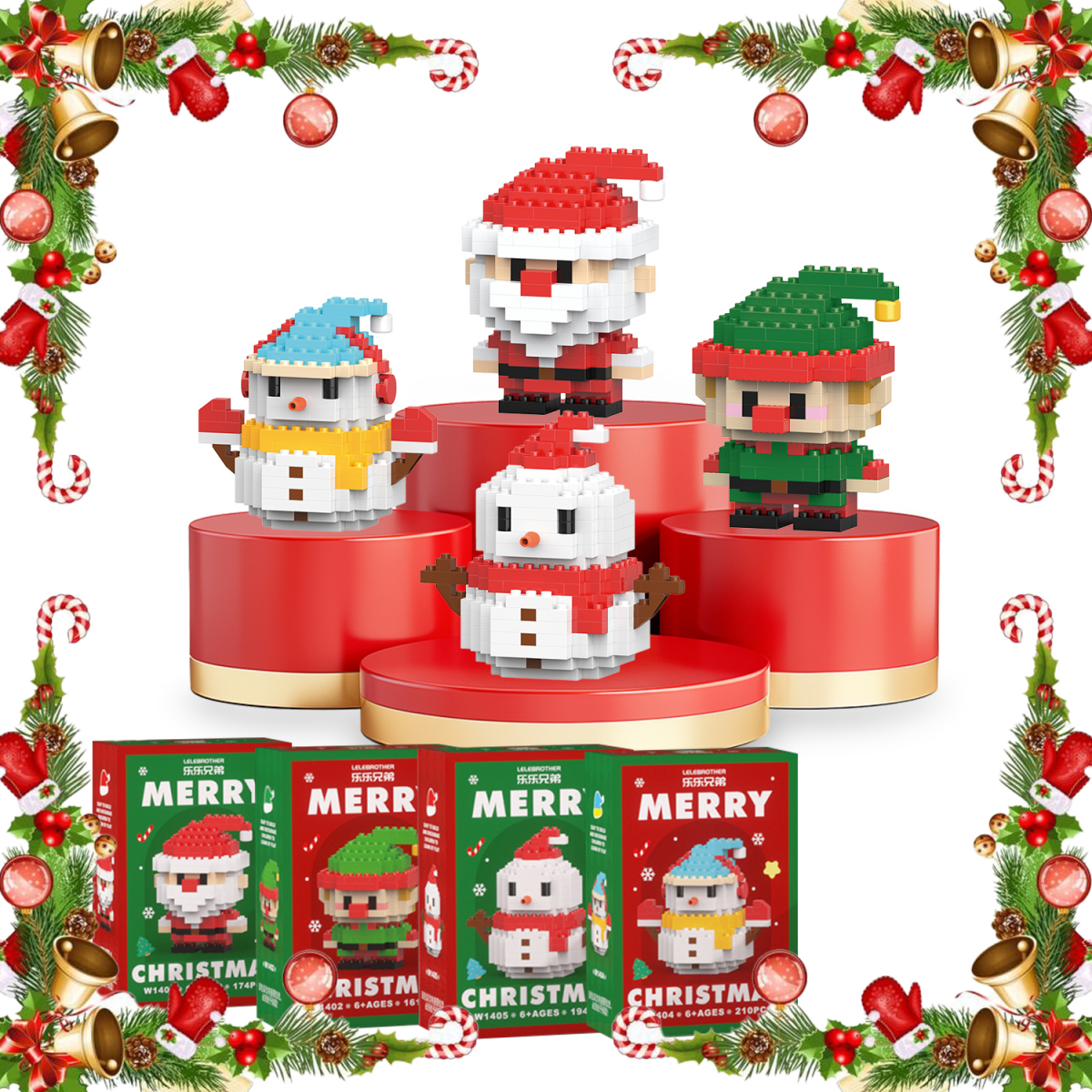 Christmas Building Blocks Set for Adults, 4 Pack Mini Building Blocks ...