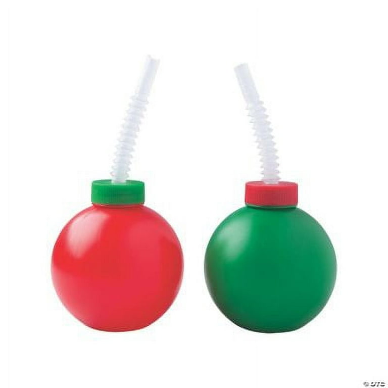 Christmas Bulb Cups with Straws , Christmas, Party Supplies, 12 Pcs