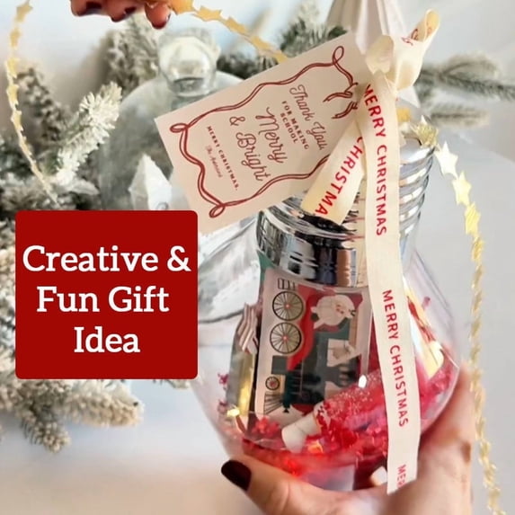 Christmas Bulb Gift Jar, Clear Hanging Ornament Jar For Filling Small Treats Holiday Display, 3Pcs