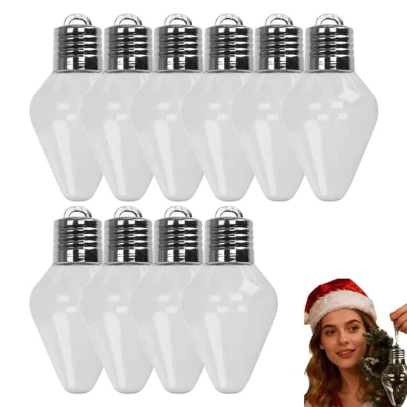 Christmas Bulb Gift Jar, Large Fillable Xmas Light Bulb Clear Ornaments,Reusable Large Lights Bulbs Gift Jar with Screw Off *,Jumbo Plastic Hanging Candy Containers for DIY Crafts, Xmas Tree