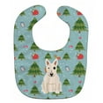 thumbnail image 1 of Christmas Bull Terrier White Baby Bib, 1 of 3